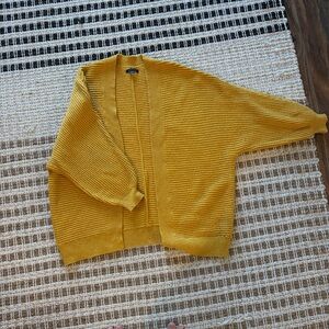 Mustard Yellow Open-Front Women's Knit Cardigan